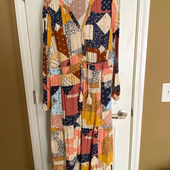 Wonderly Multicolor Patchwork Long Sleeve Dress - Picture 1 of 3